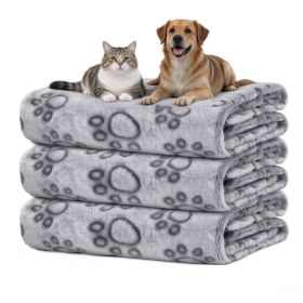 3 PackPet Blanket, Soft Plush Paw Print Dog Blanket Washable, Warm Fleece Cat Blanket For Large Medium Dogs, Sofa Couch Bed Cage Protector,23 X 1 (Option: 23 x 16 in)